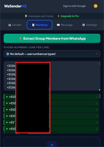 WaSenderHQ queue for expected recipients not saved in the address book